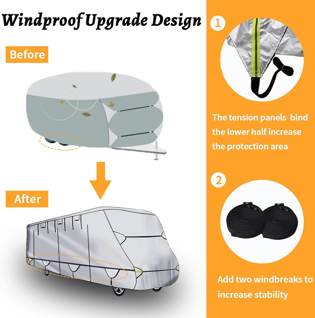 450D Oxford Cloth Travel Trailer RV Cover for 14-16ft Motorhome C605