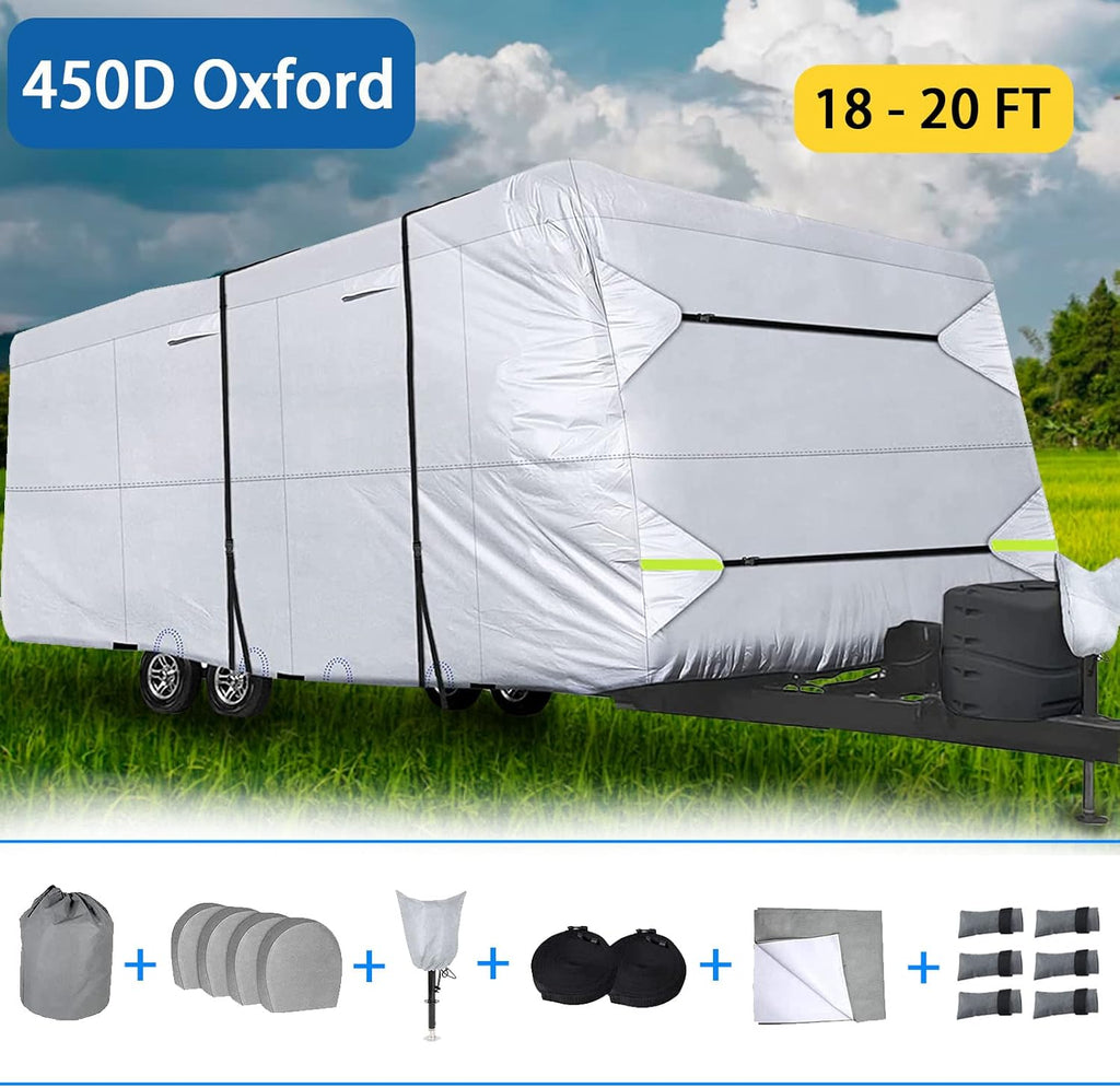 450D Oxford Cloth Travel Trailer RV Cover for 14-16ft Motorhome C605