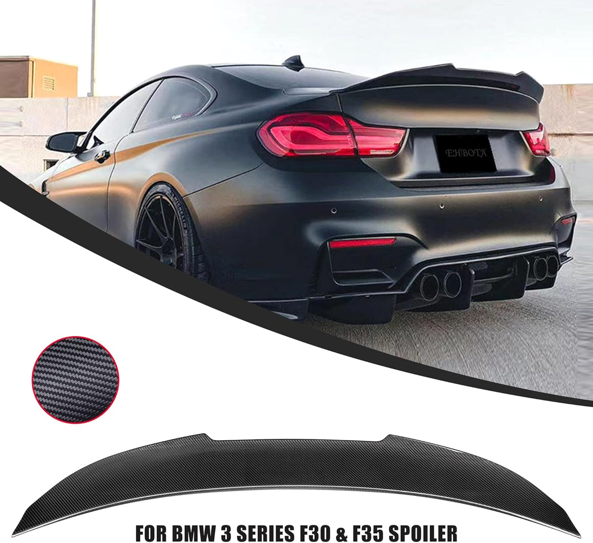 Dry Carbon Fiber Rear Trunk Spoiler Wing W1350
