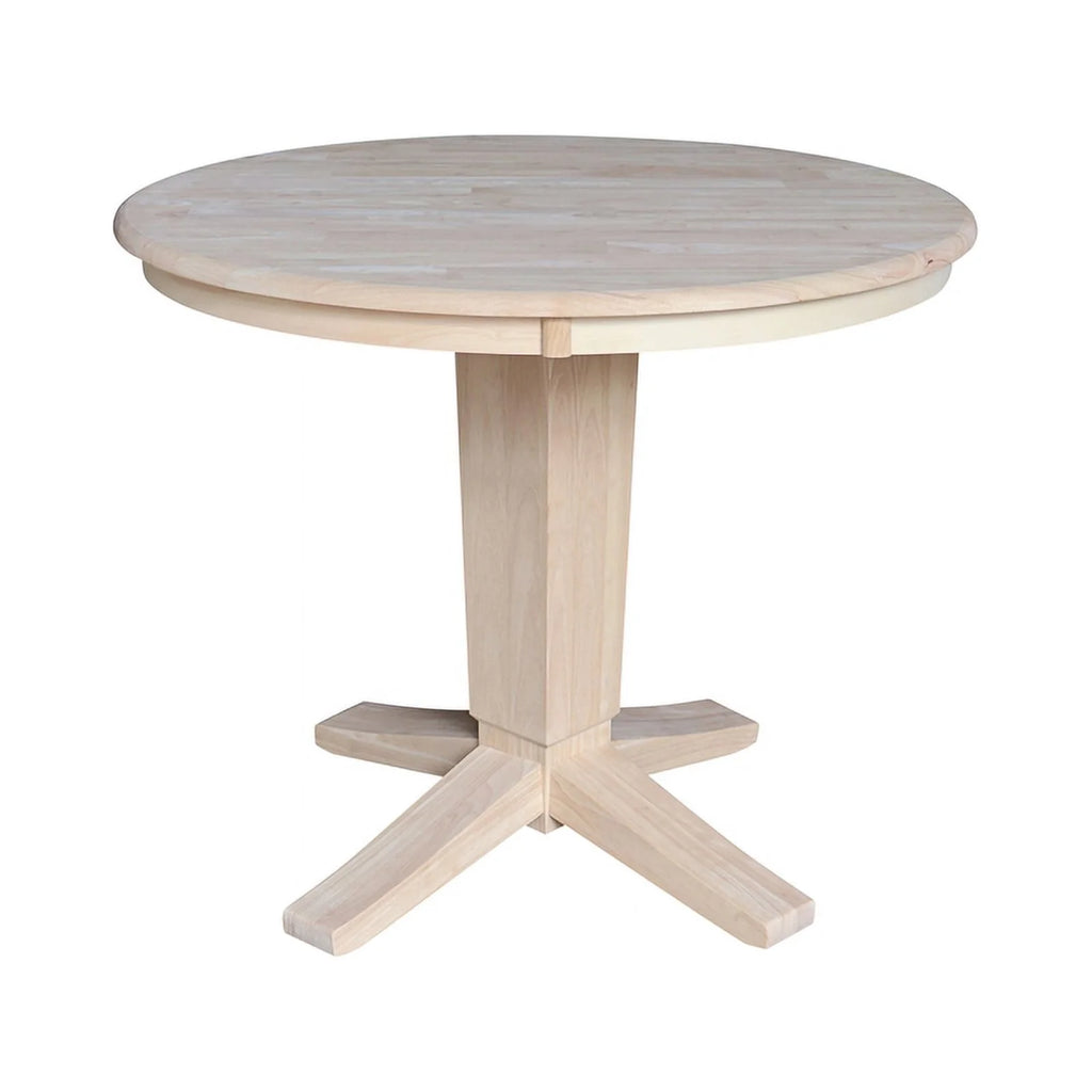 Unfinished Solid Wood Pedestal Dining Table with 2 Chairs L1024