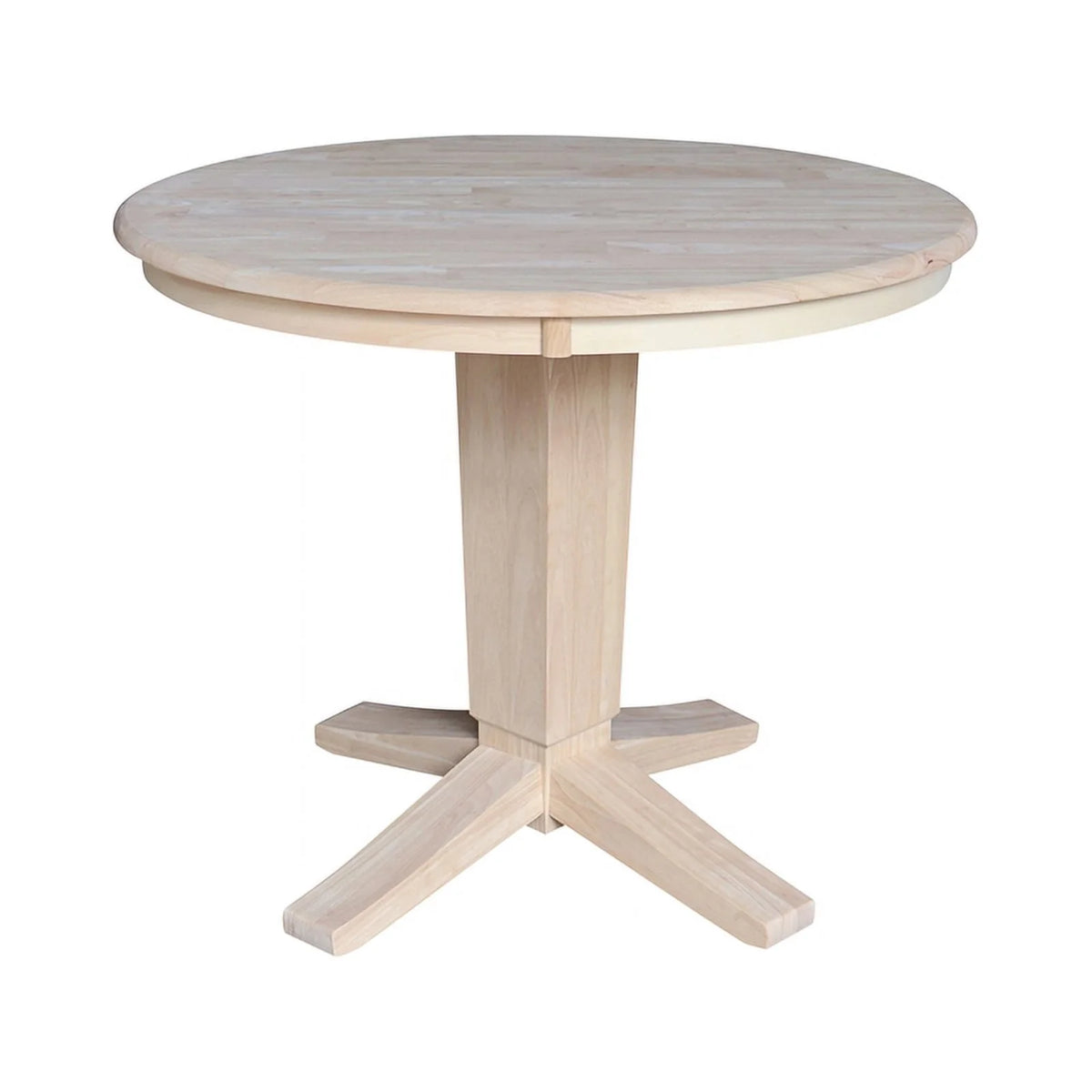 Unfinished Solid Wood Pedestal Dining Table with 2 Chairs L1024