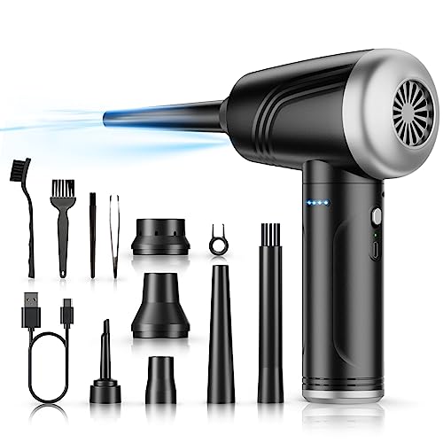 11-in-1 Compressed Air Duster, 3-Gear Adjustable 120000 RPM Electric Air Duster with LED Light, 9000mAh Cordless M2480