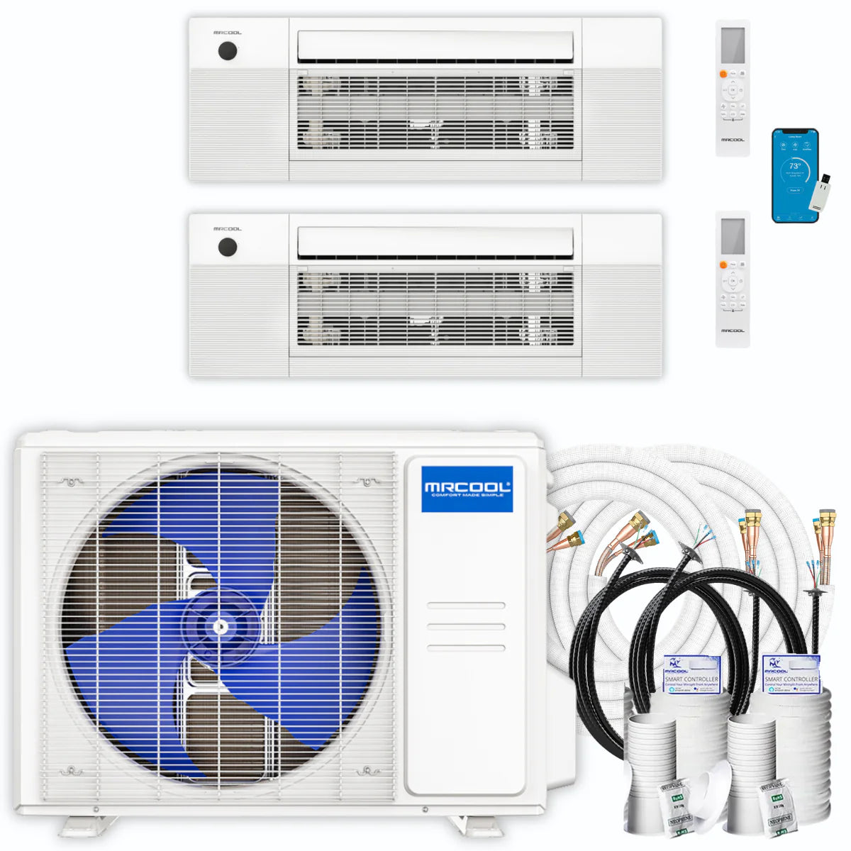 30,000 BTU 2 Zone Ceiling Cassette Ductless Air Conditioner and Heat Pump R621