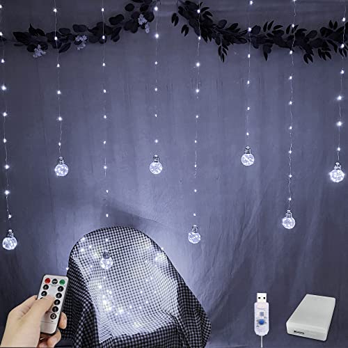 200 LED Warm White Curtain String Lights with Remote Y881498