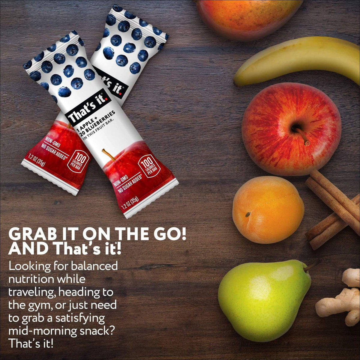 Apple Blueberry 100% Natural Fruit Bar 12 Pack B50142