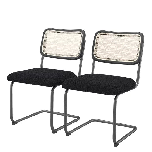 Set of 2 Teddy Velvet Dining Chairs with Metal Legs C9832
