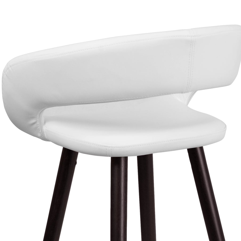 Cappuccino Wood Barstool with White Vinyl M69717