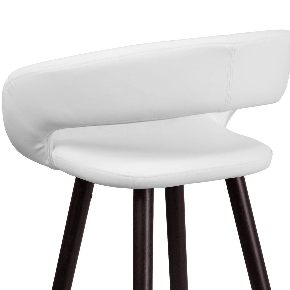 Cappuccino Wood Barstool with White Vinyl M69717