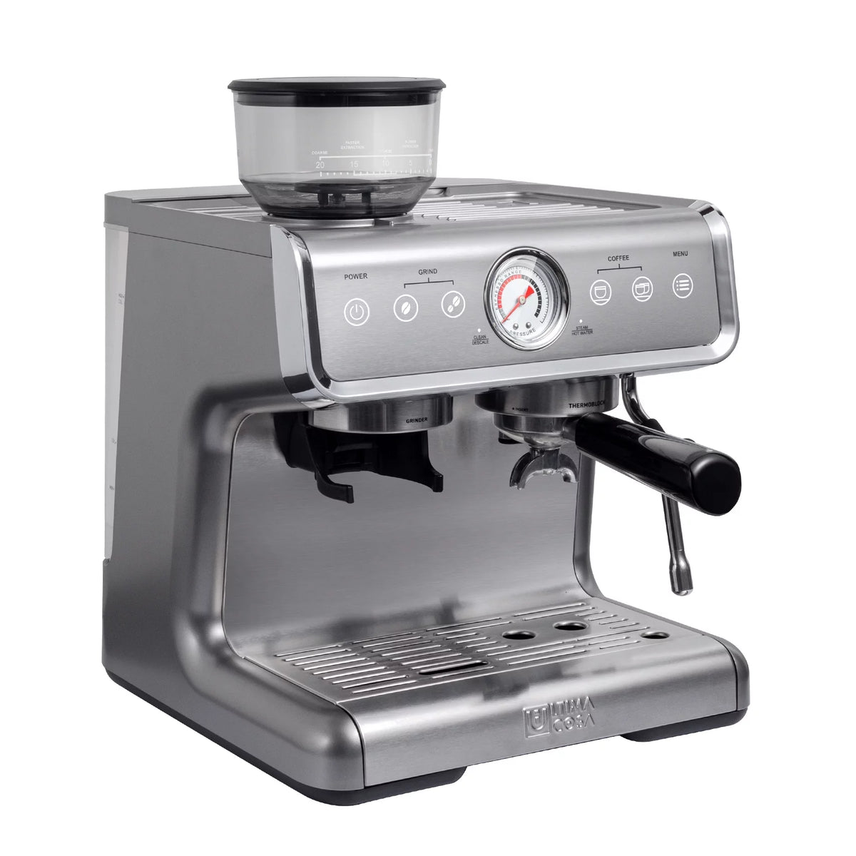 Semi-Automatic Espresso Machine Silver 2 Litre Water Tank U68635