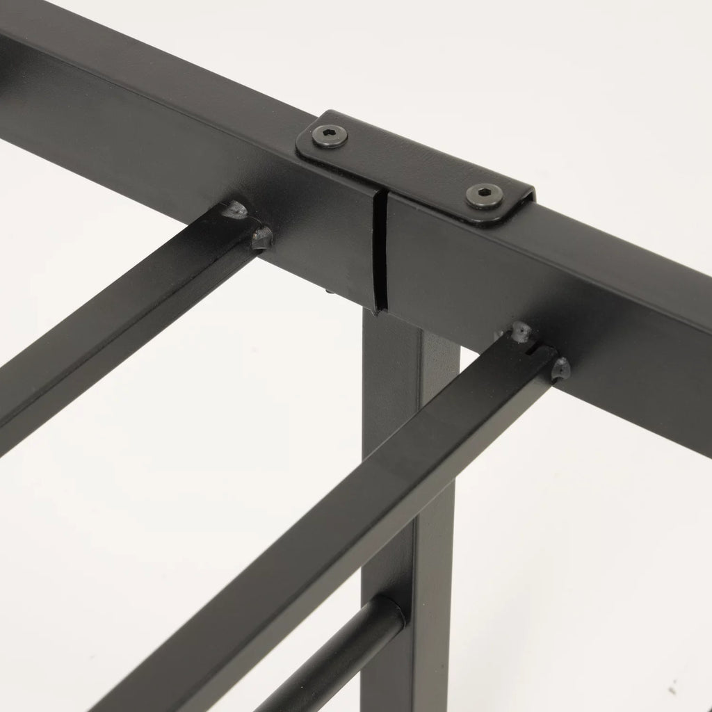 Twin Bed Frame with Black Metal Base and Rustic Barnwood Headboard and Footboard Q74241