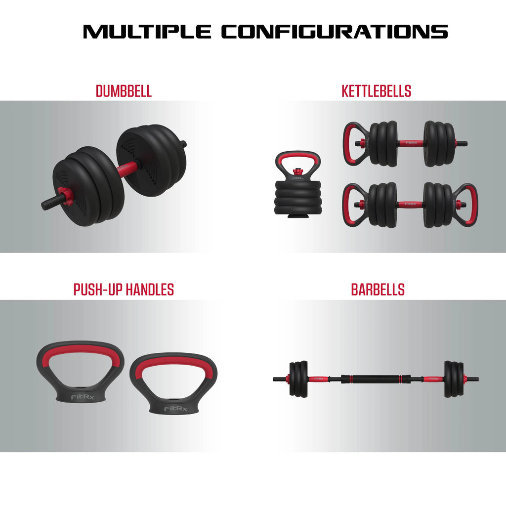 60 lbs Adjustable Dumbbell, Barbell, and Kettlebell Weight Set D1916