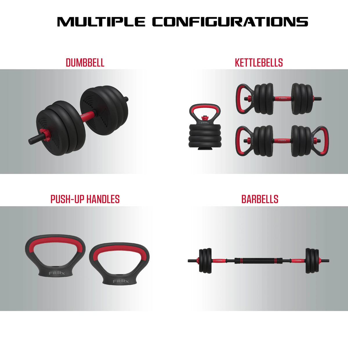 60 lbs Adjustable Dumbbell, Barbell, and Kettlebell Weight Set D1916