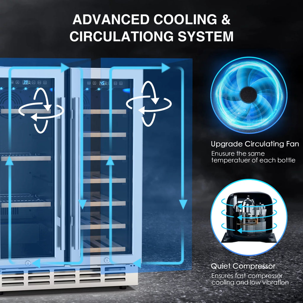 Beverage Refrigerator and Wine Cooler, Dual Zone 24 inch Built-in 20 Bottles 57 Cans K27026