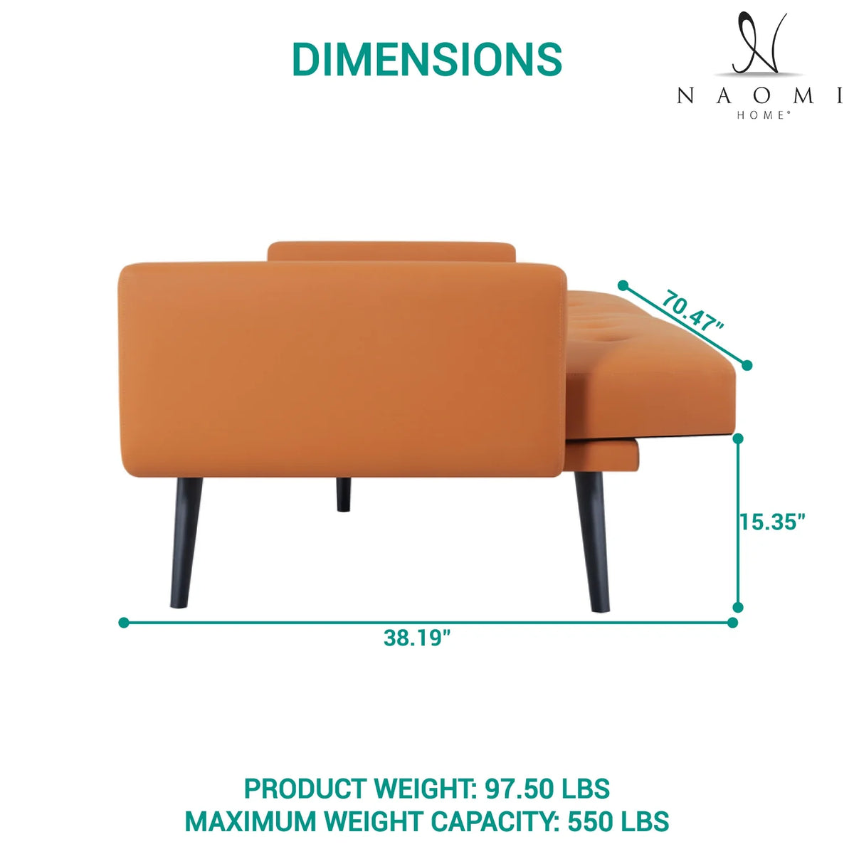 Caramel Air Leather Futon Sofa Bed N355