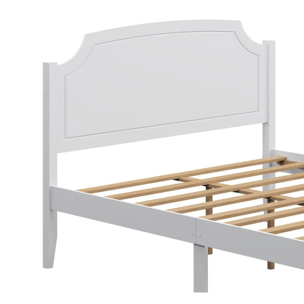 White Solid Wood Queen Size Bed Frame B63186