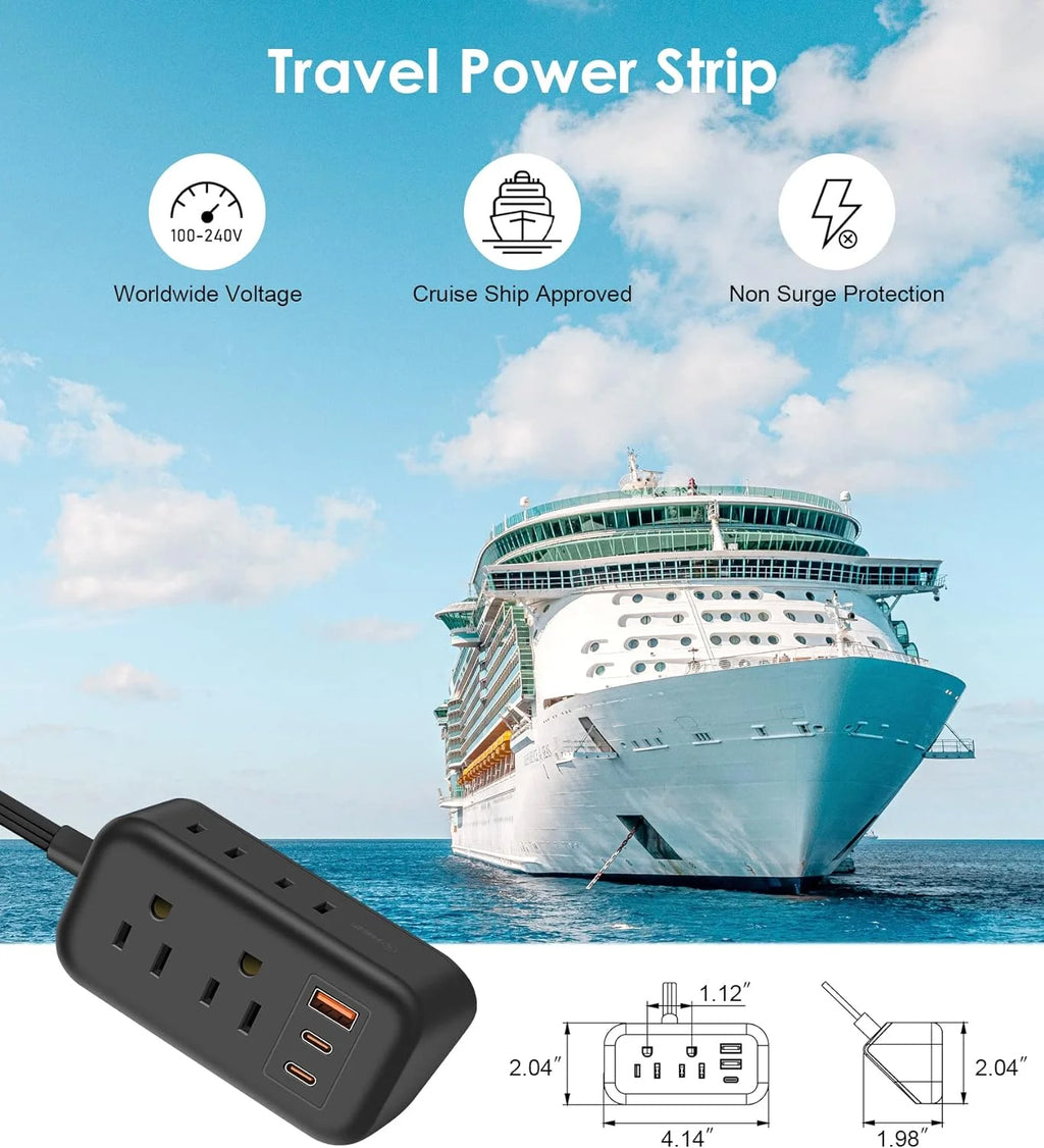Ultra Thin 10FT Extension Cord, Flat Plug Power Strip with 4 Outlets 3 USB Ports U7182