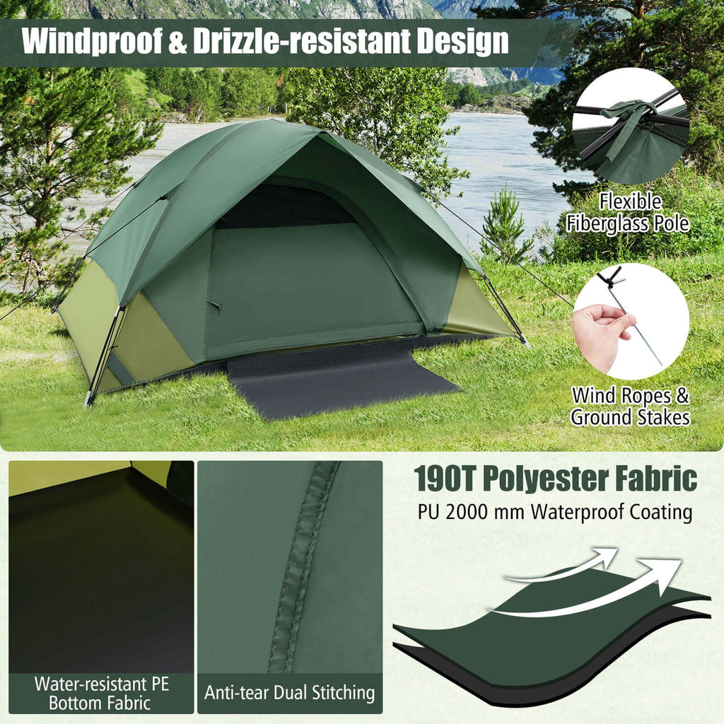 2-person Camping Tent with Rain Fly Carrying Bag V726