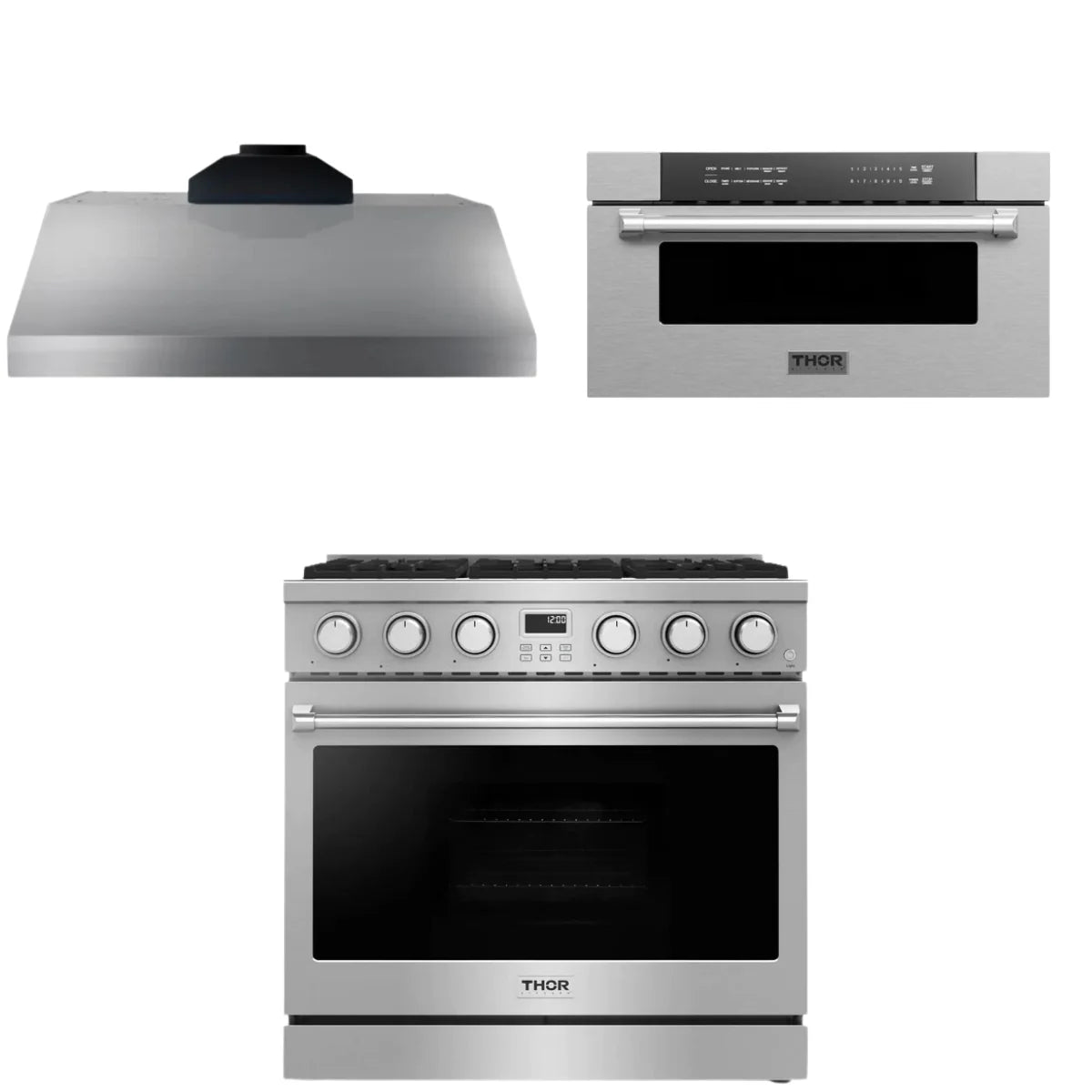 36 Gas Range, Range Hood and Microwave N653