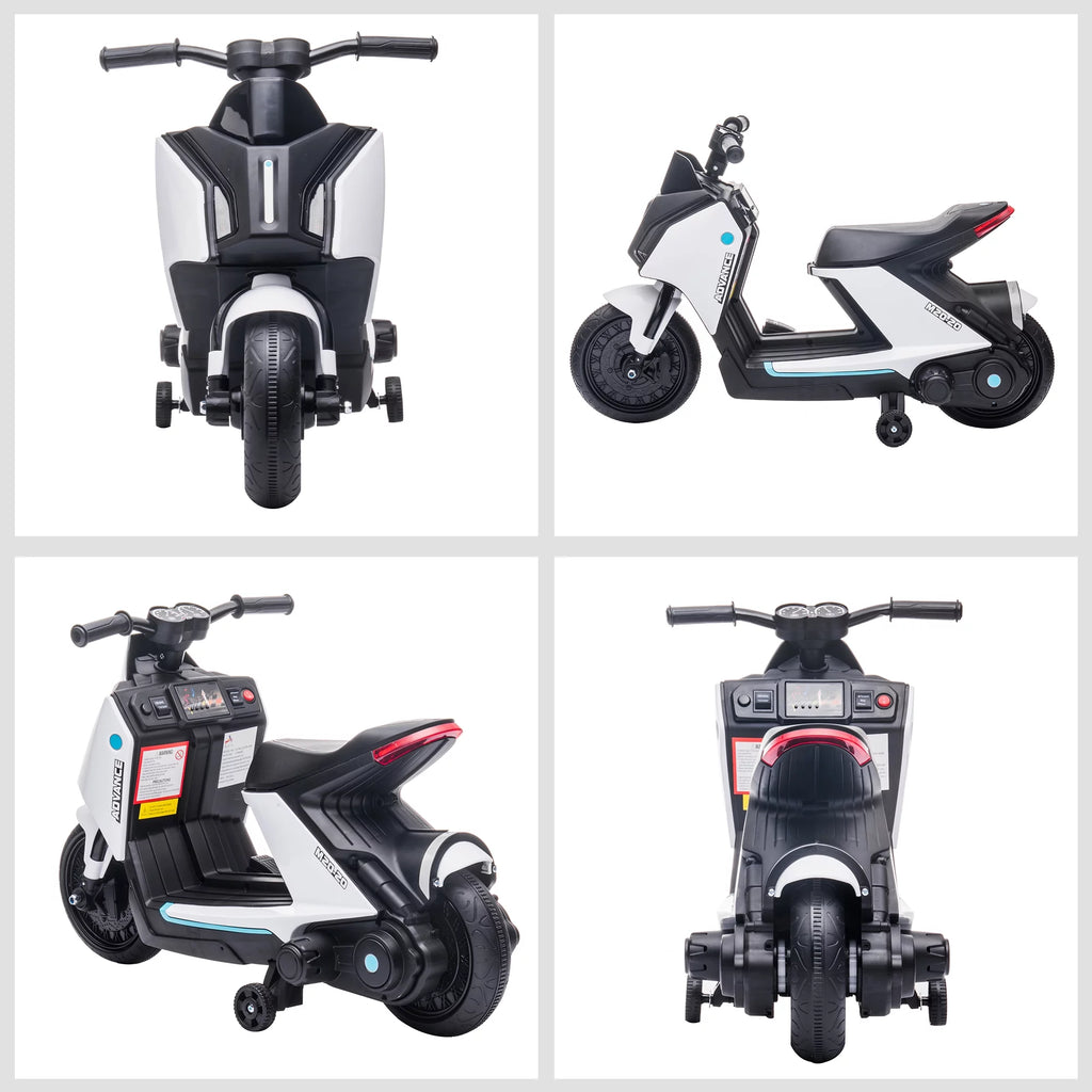 6V Kids Electric Motorcycle Ride-On Rechargeable Bike with Headlights, White F48455