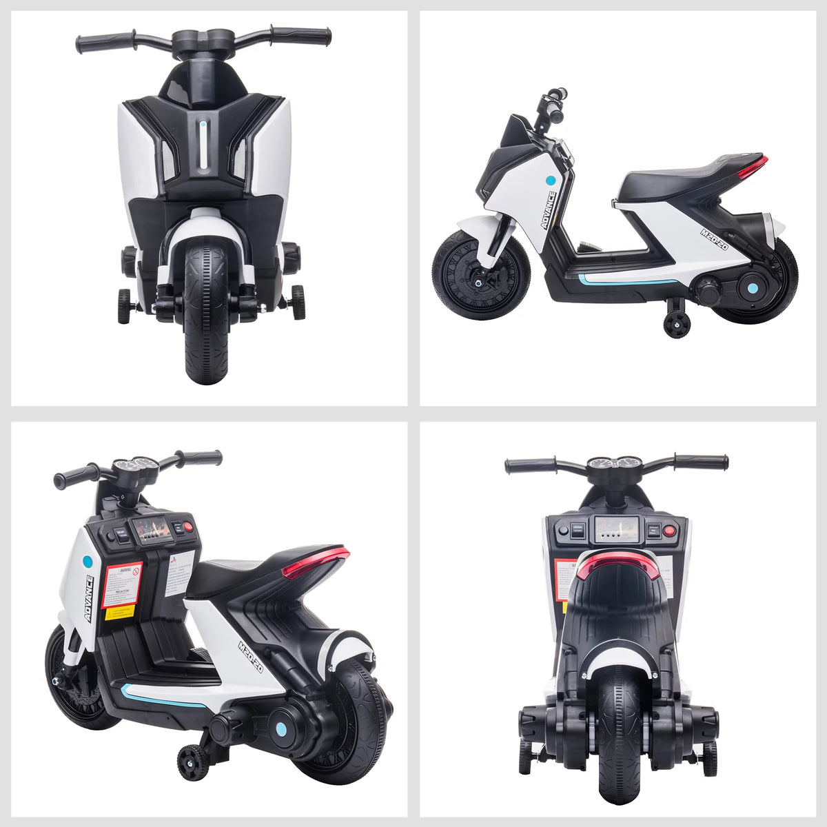 6V Kids Electric Motorcycle Ride-On Rechargeable Bike with Headlights, White F48455