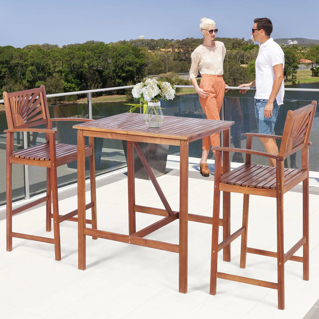 Acacia Wood Bar Height Bistro Dining Set U22641