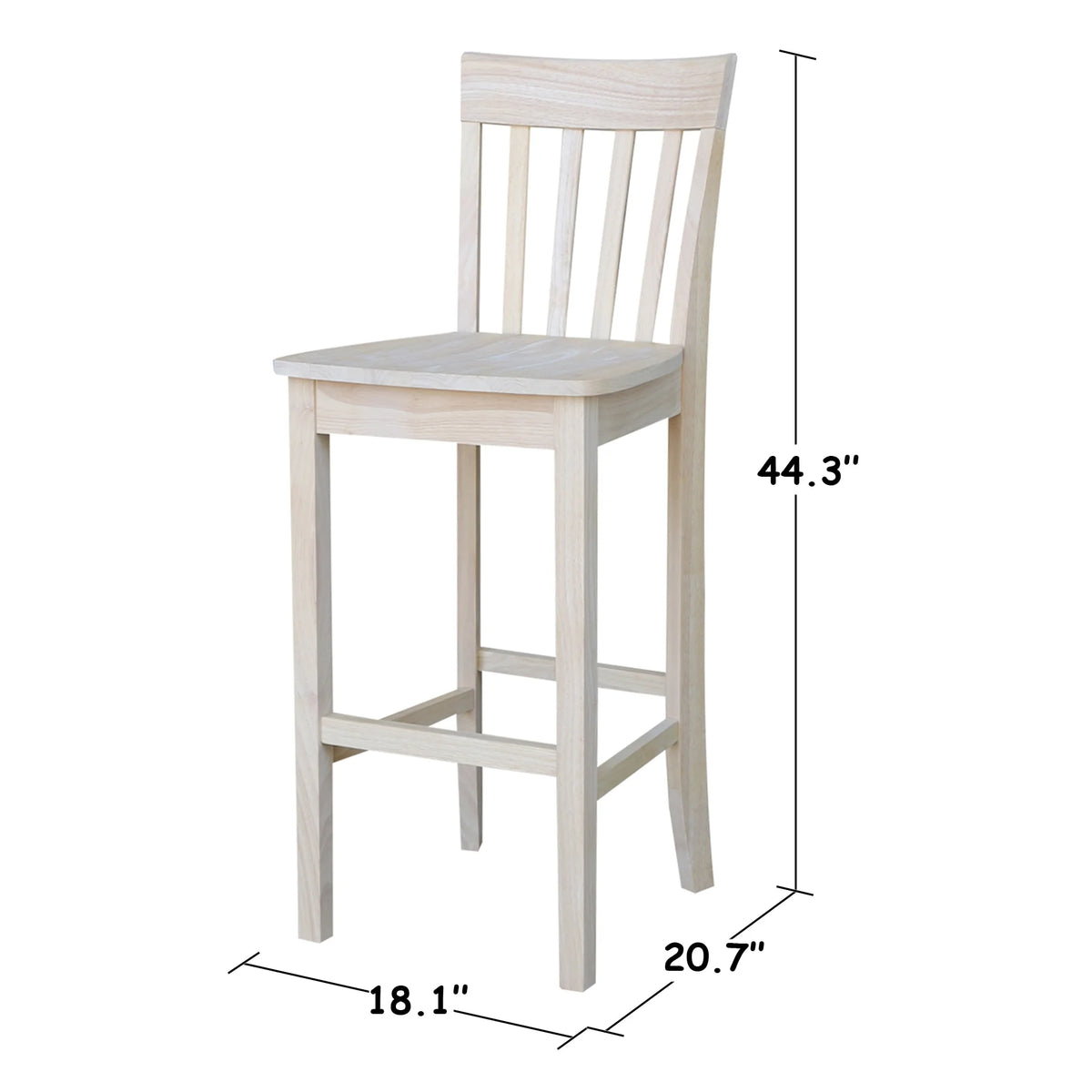 Unfinished Solid Parawood Slatback Counter Height Stool U87711