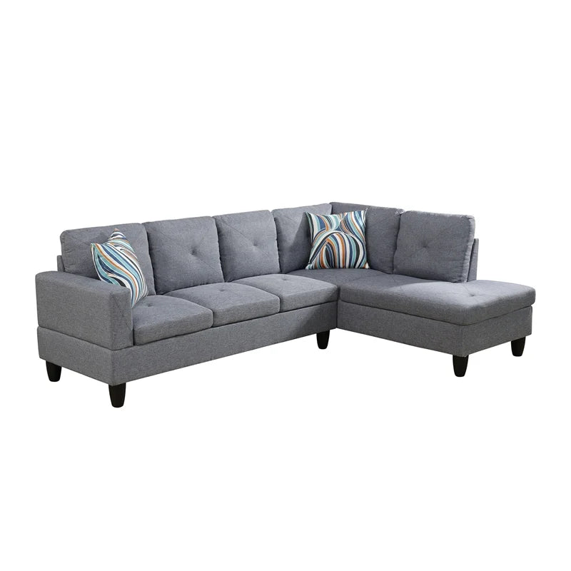 Microfiber Fabric Right Facing Sectional Grey A16534