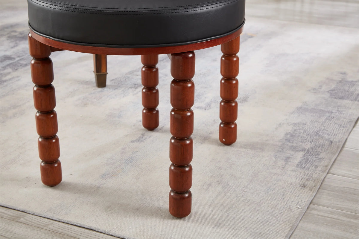Set of 2 Black Upholstered Dining Chairs with Wood Legs T679