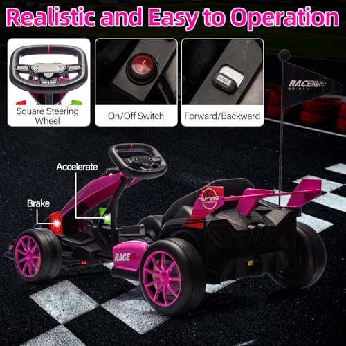 24V Kids Ride on Go Kart, 7.5mph Drifting Car, 7ah Battery 200W*2 Motors, Max Load 135lbs, White H787