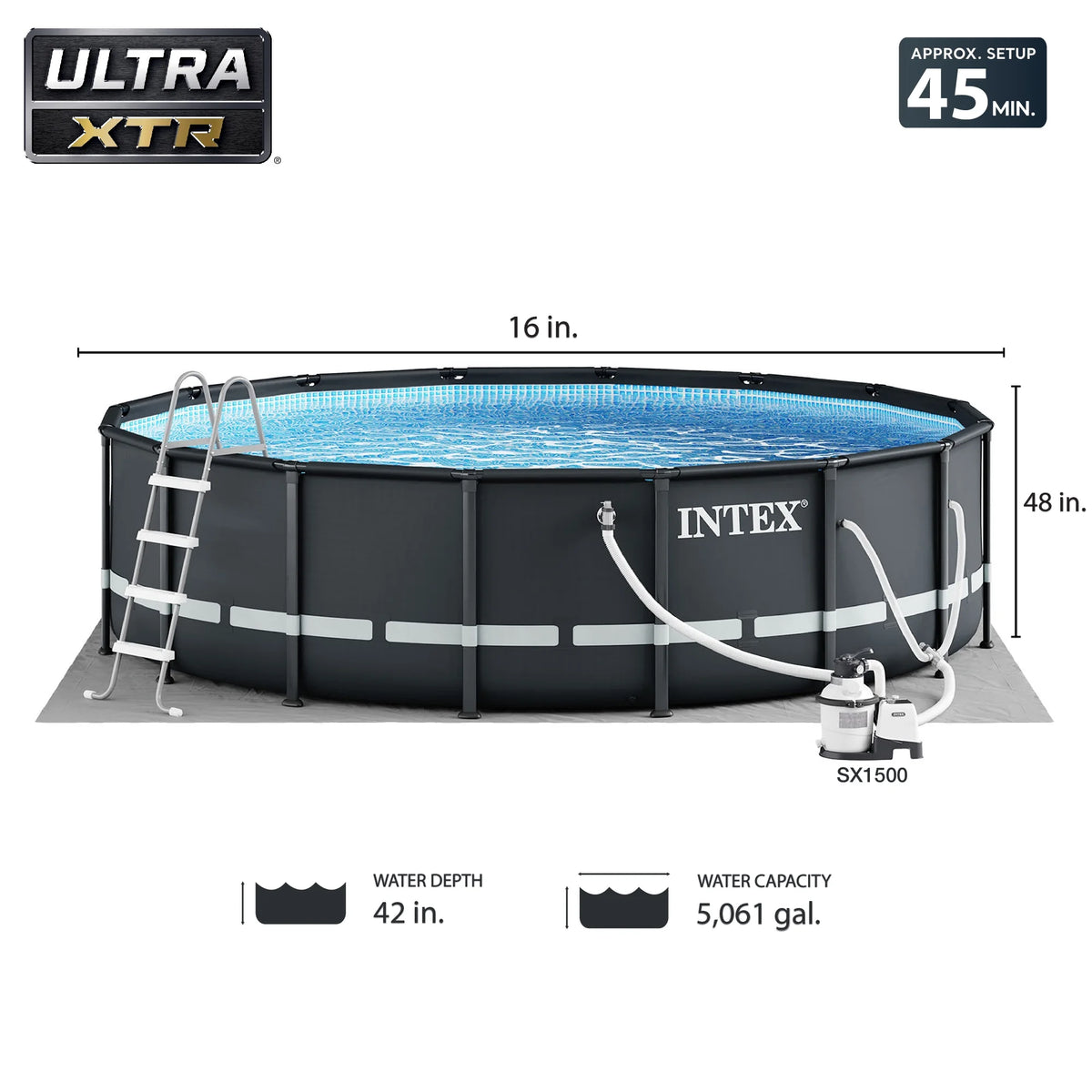 16' x 48 Above Ground Pool Set with Sand Filter Pump Y9421