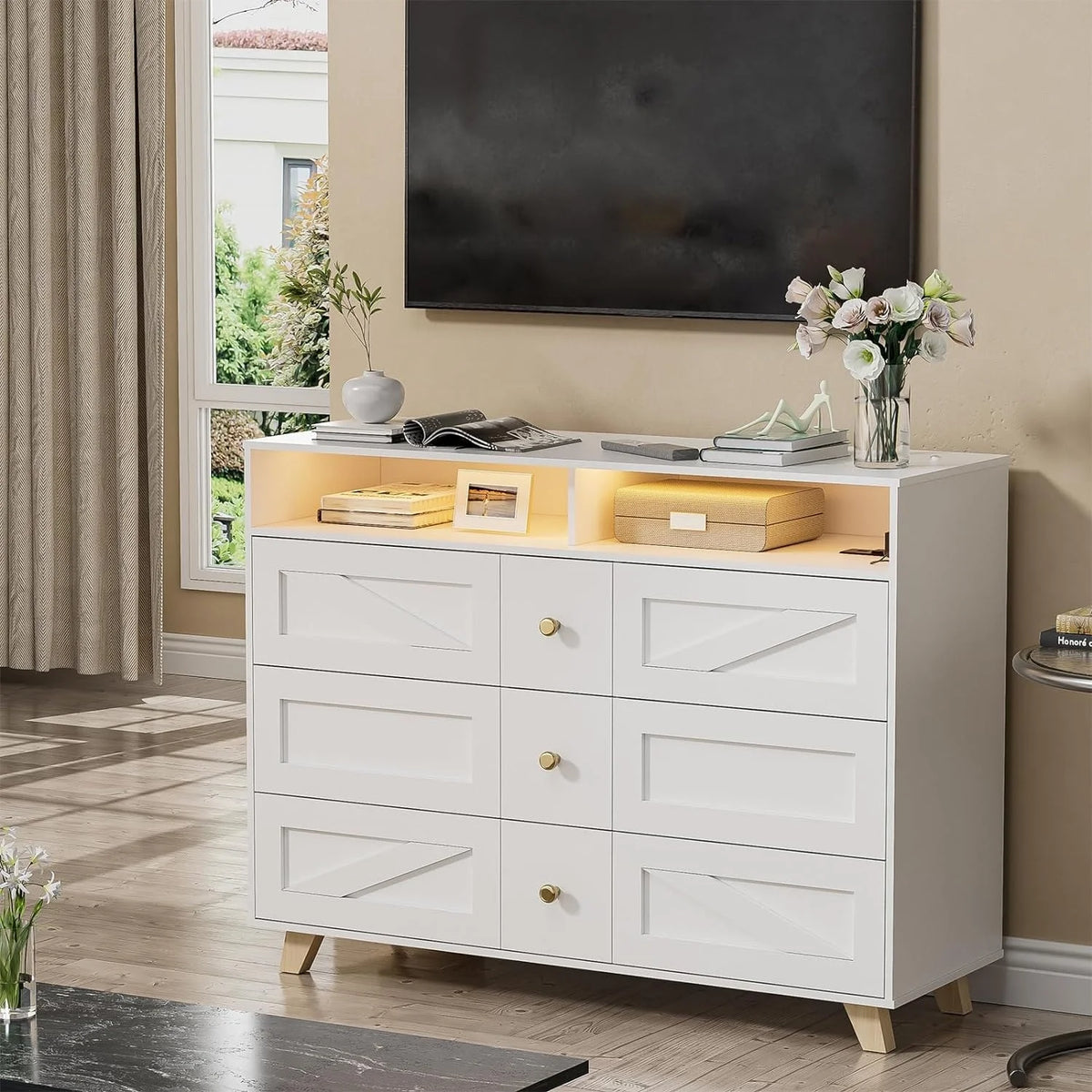 White 6 Drawer Dresser X3225