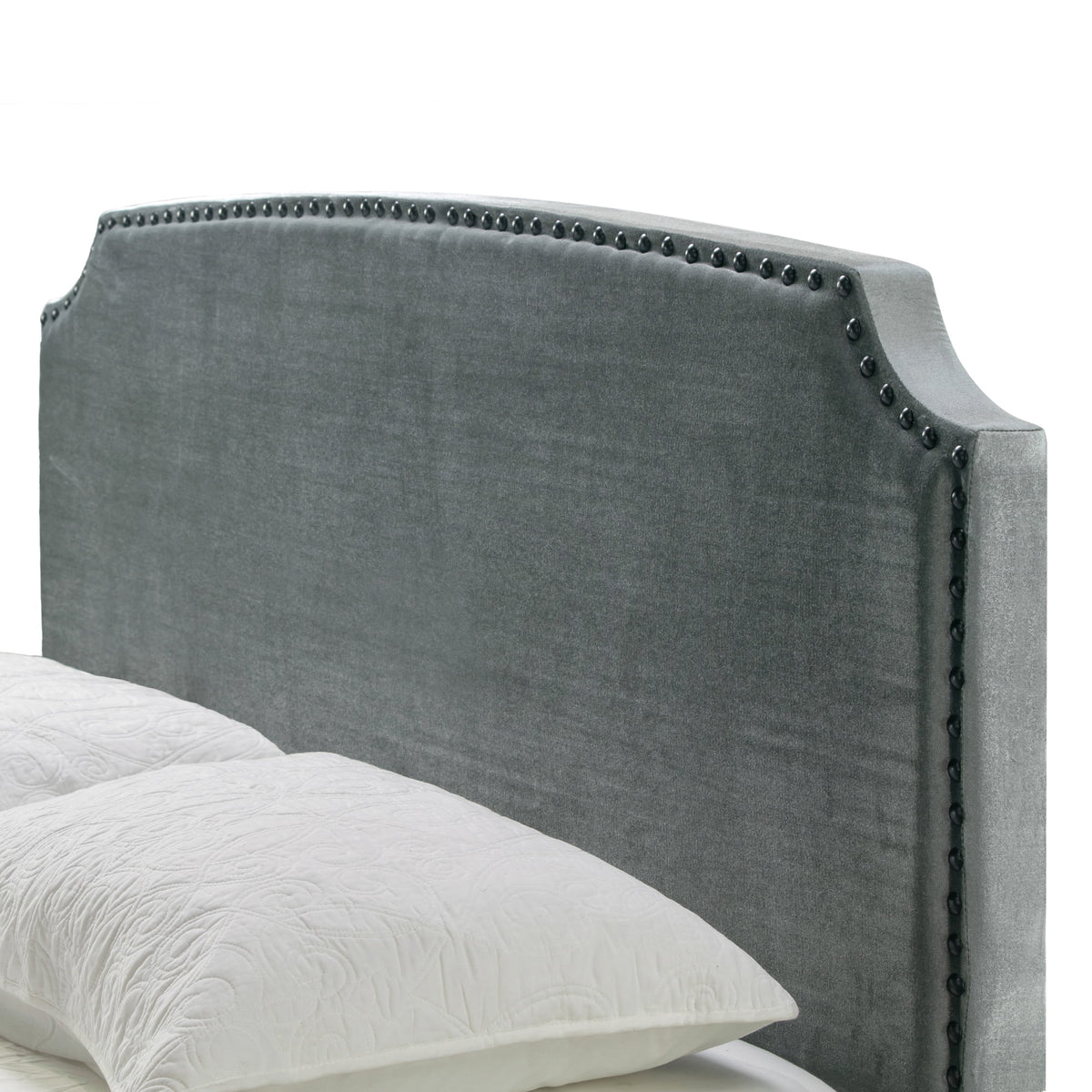 Gray Fabric Queen Bed with Nail Head Trim X85212