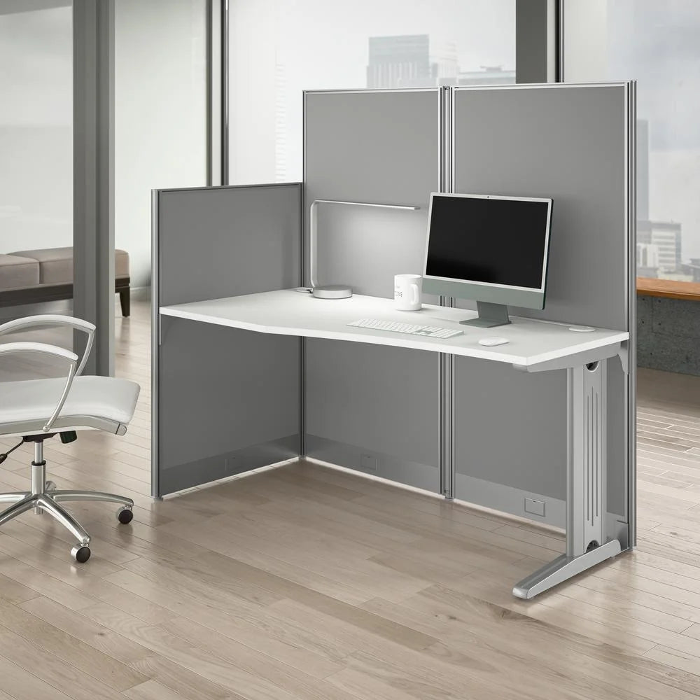 Engineered Wood Straight Cubicle Desk in Pure White S1594
