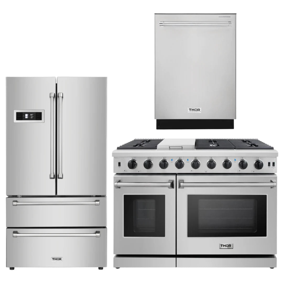 48 Propane Gas Range, Refrigerator, and Dishwasher Package R408078