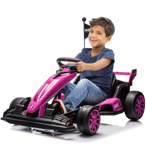 24V Kids Ride on Go Kart, 7.5mph Drifting Car, 7ah Battery 200W*2 Motors, Max Load 135lbs, White H787