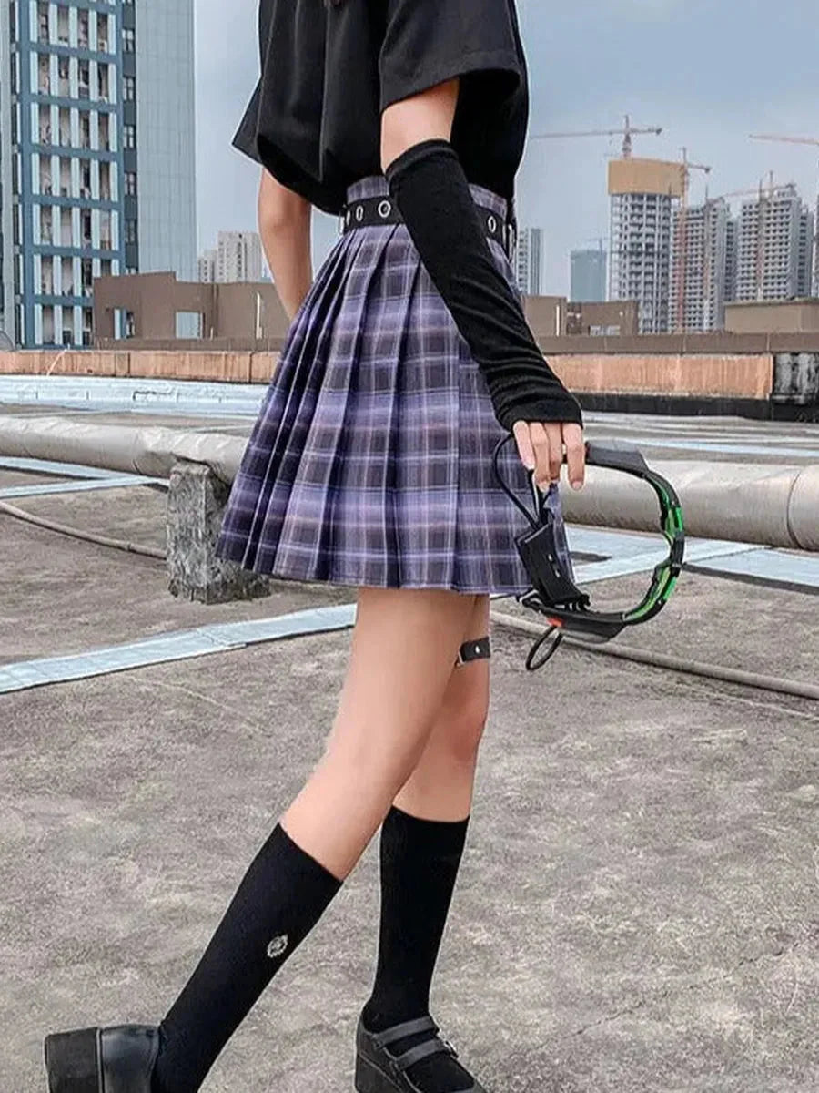 Neon Purple Pleated Skirt S957