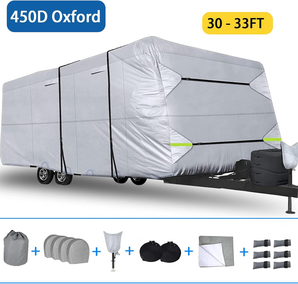 450D Oxford Cloth Travel Trailer RV Cover for 14-16ft Motorhome C605