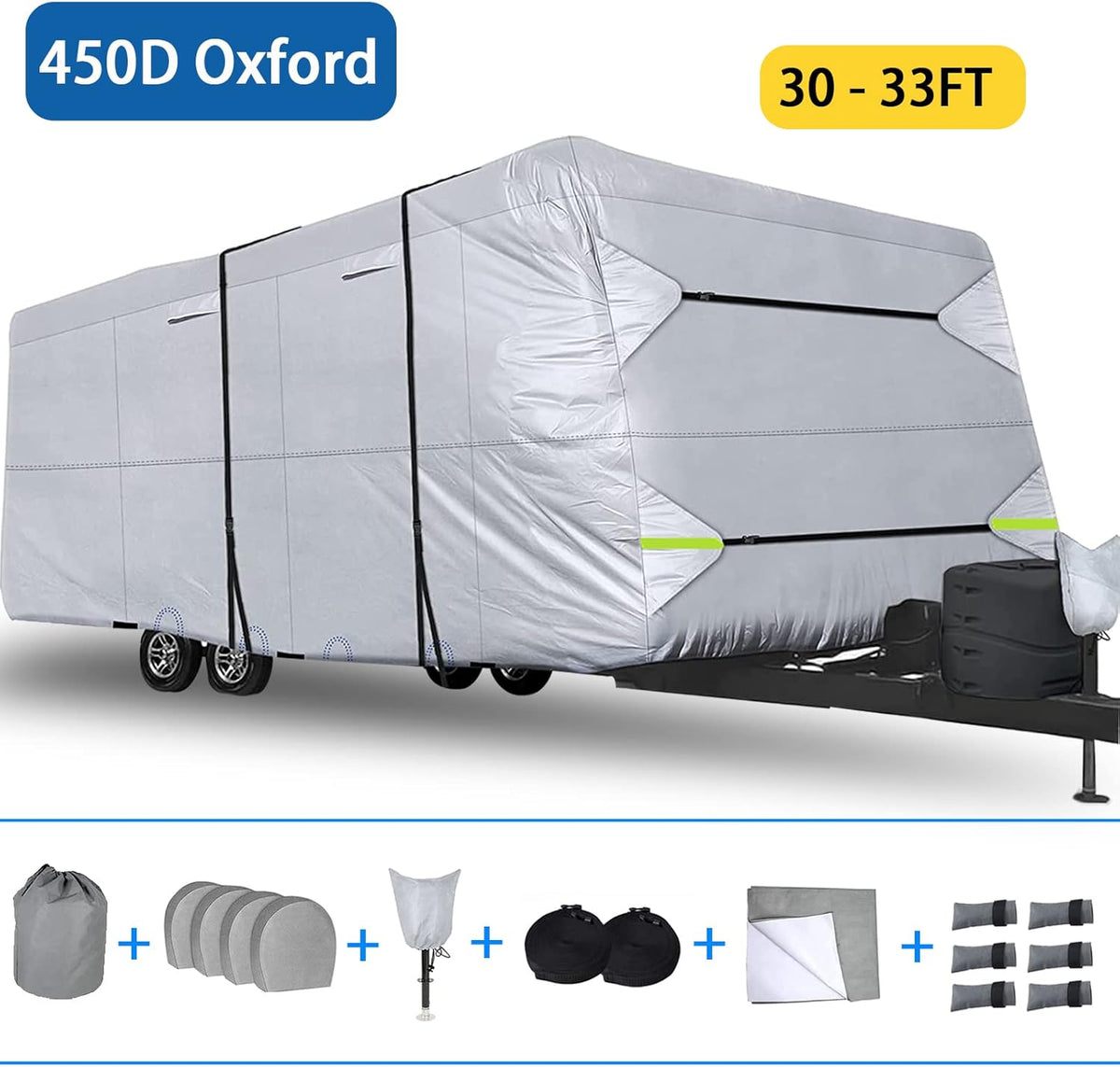 450D Oxford Cloth Travel Trailer RV Cover for 14-16ft Motorhome C605