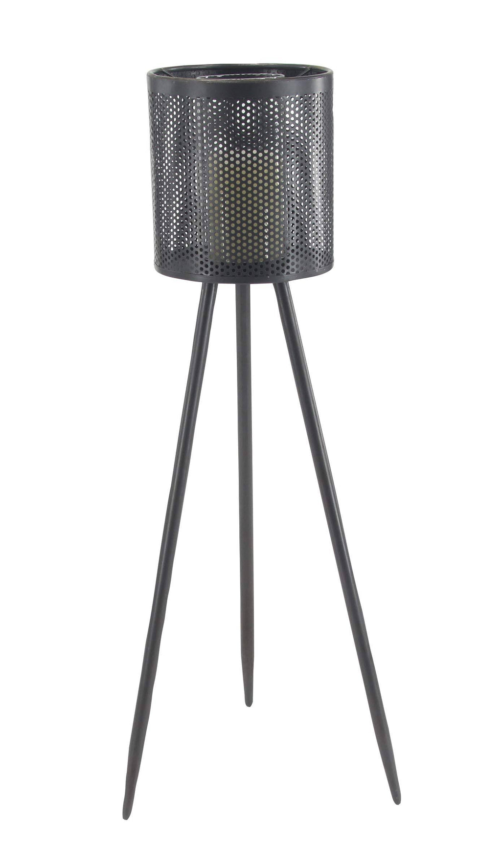 Black Iron and Glass Floor Candle Holder H482