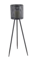 Black Iron and Glass Floor Candle Holder H482