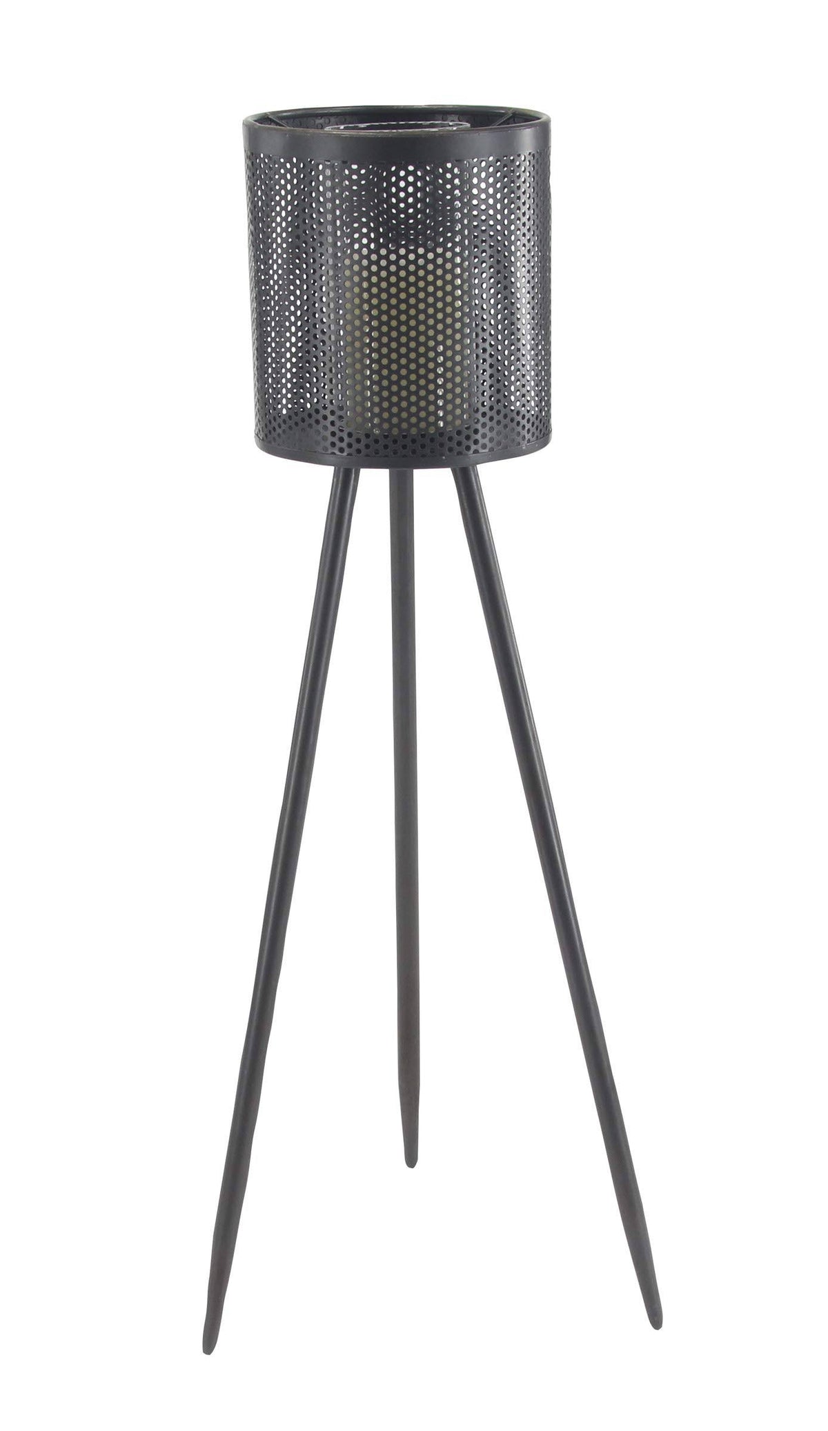 Black Iron and Glass Floor Candle Holder H482