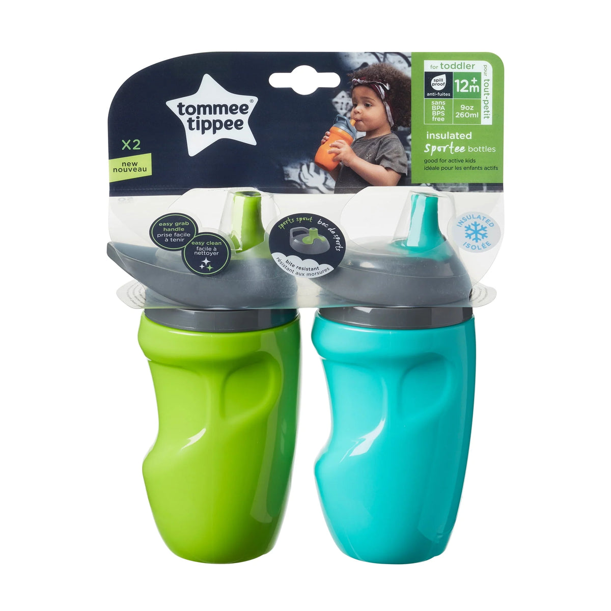 Insulated Toddler Water Bottle with Handle 9oz 2ct N9098