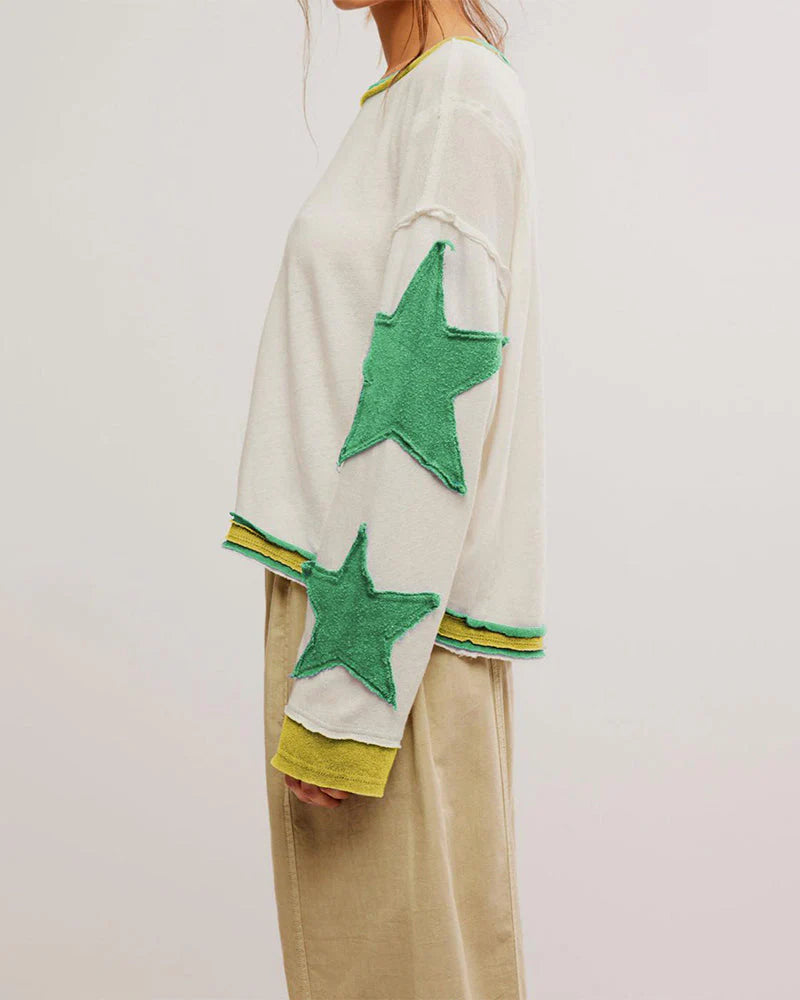 Round Neck Hooded Loose Star Hoodie P693338