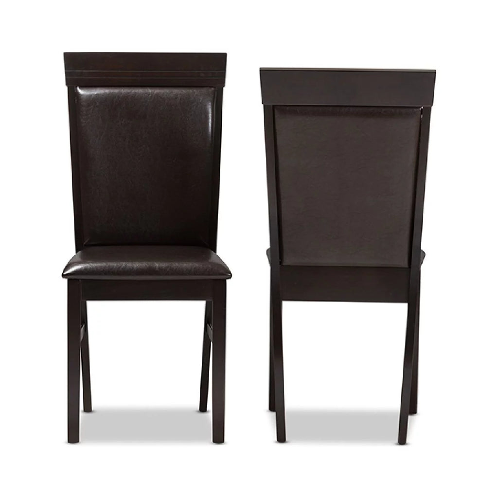 Dark Brown Faux Leather Dining Chair Set of 2 E52861