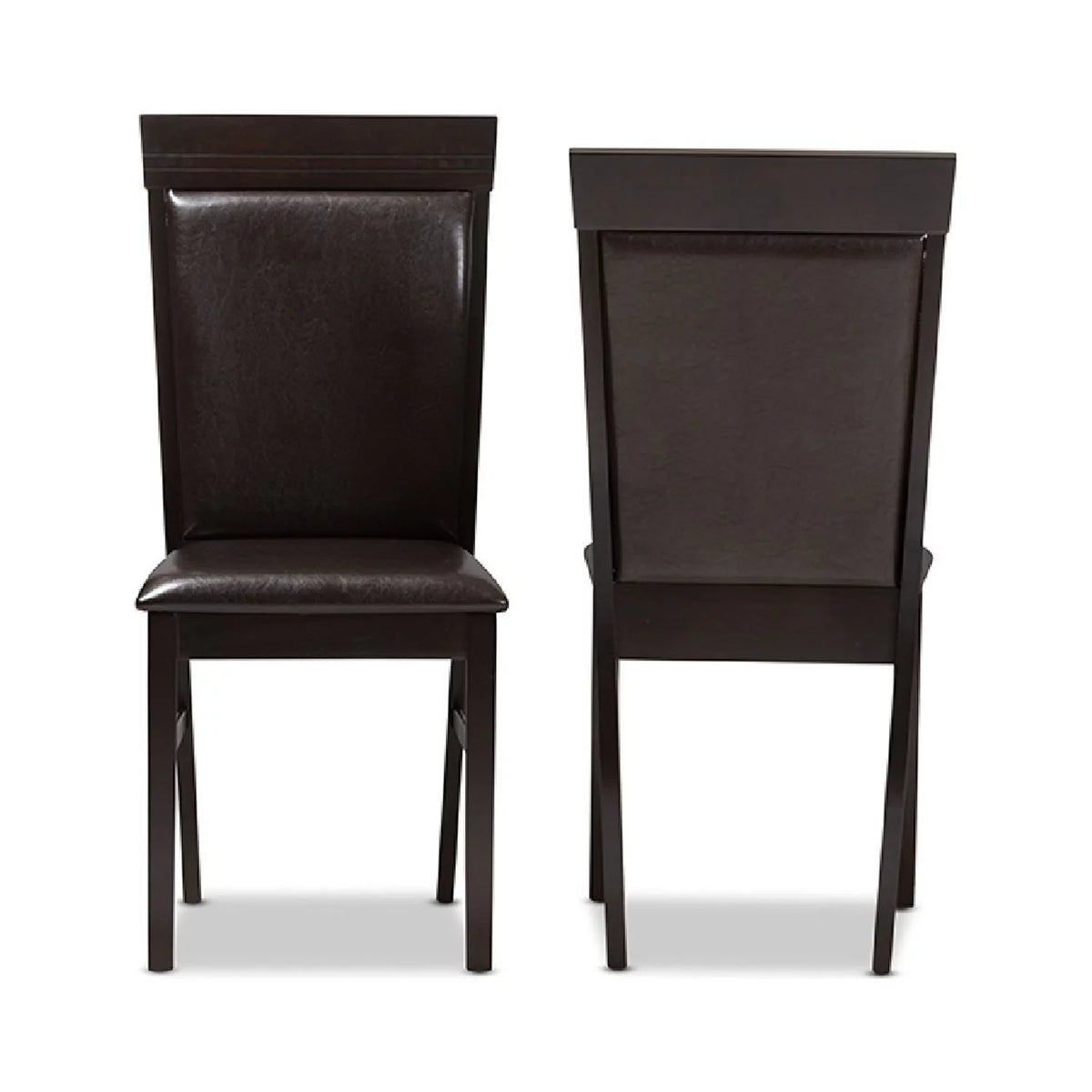 Dark Brown Faux Leather Dining Chair Set of 2 E52861