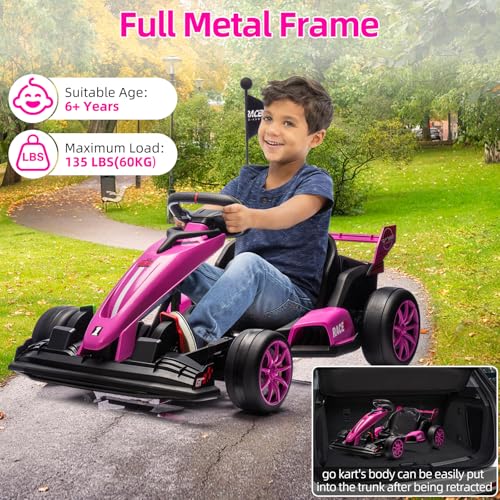 24V Kids Ride on Go Kart, 7.5mph Drifting Car, 7ah Battery 200W*2 Motors, Max Load 135lbs, White H787