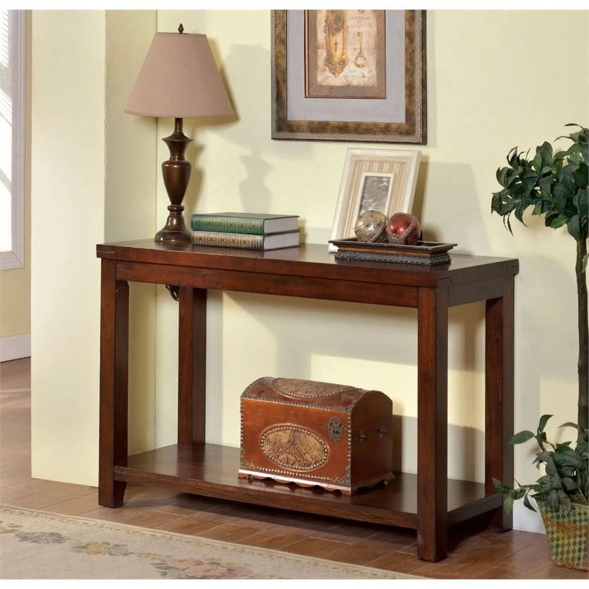 Cherry Wood 1-Shelf Console Table M855369