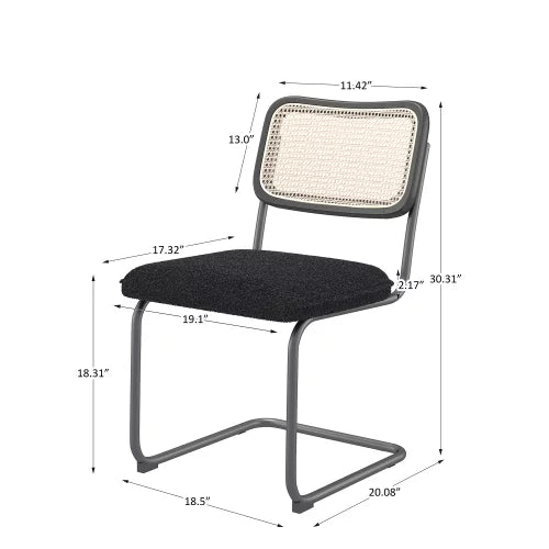 Set of 2 Teddy Velvet Dining Chairs with Metal Legs C9832