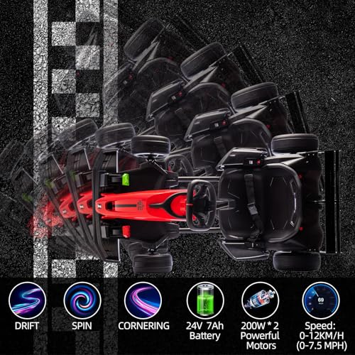 24V Kids Ride on Go Kart, 7.5mph Drifting Car, 7ah Battery 200W*2 Motors, Max Load 135lbs, White H787