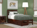 Twin Wood Platform Bed with Headboard Footboard & 2 Storage Drawers Walnut Q841905